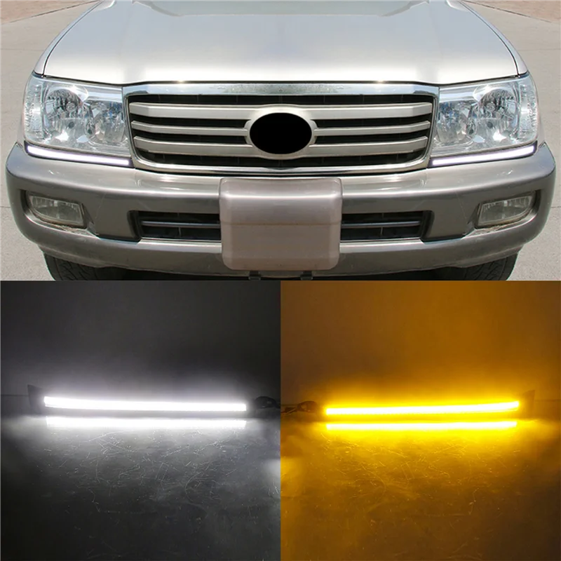 ABOK-Car DRL LED النهار تشغيل ضوء الضباب مصباح ديناميكي بدوره إشارة لتويوتا لاند كروزر 4500 4700 100 LC100 FZJ100 98-07 #6