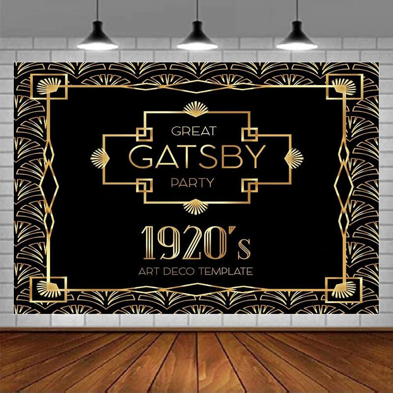 Great Gatsby Backdrop Retro Roaring 1920s Art Prom Dance Happy Birthday Wedding Party Decoration Background Supplies Photo Booth