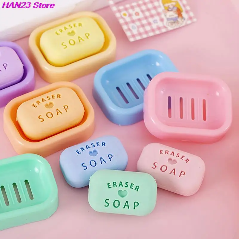 New 1PC Cute Soap Erasers Student Stationery Girls Candy Color Rubber Cute School Supplies Mini Pencil Eraser Teacher Gift