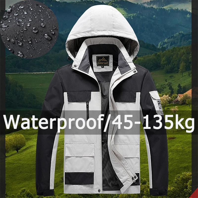 Women Plus Size Jacket Waterproof 45-115kg 6XL 7XL 8XL Outdoor Hooded Coat Windbreaker Windproof Women Clothing Roupa Feminino