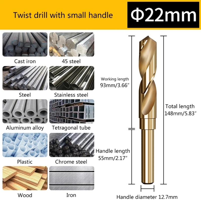 Mũi khoan xoắn thép tốc độ cao HSS 6542 Mũi thẳng inch 12/16/16.5/22mm Dropship