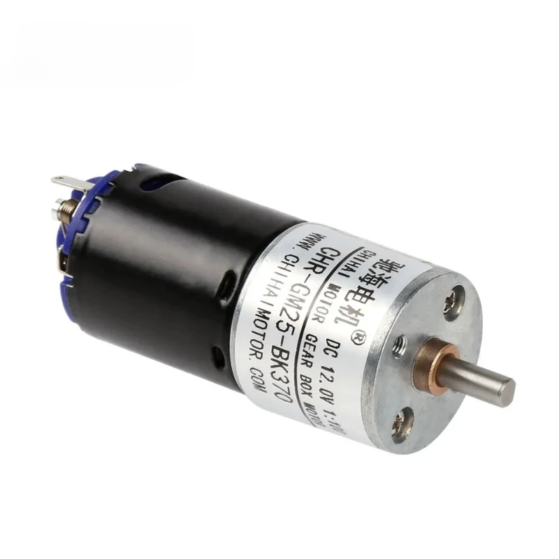 25mm diameter GM25-370 black-painted DC speed reducer motor with high speed and encoder, 6V/12V