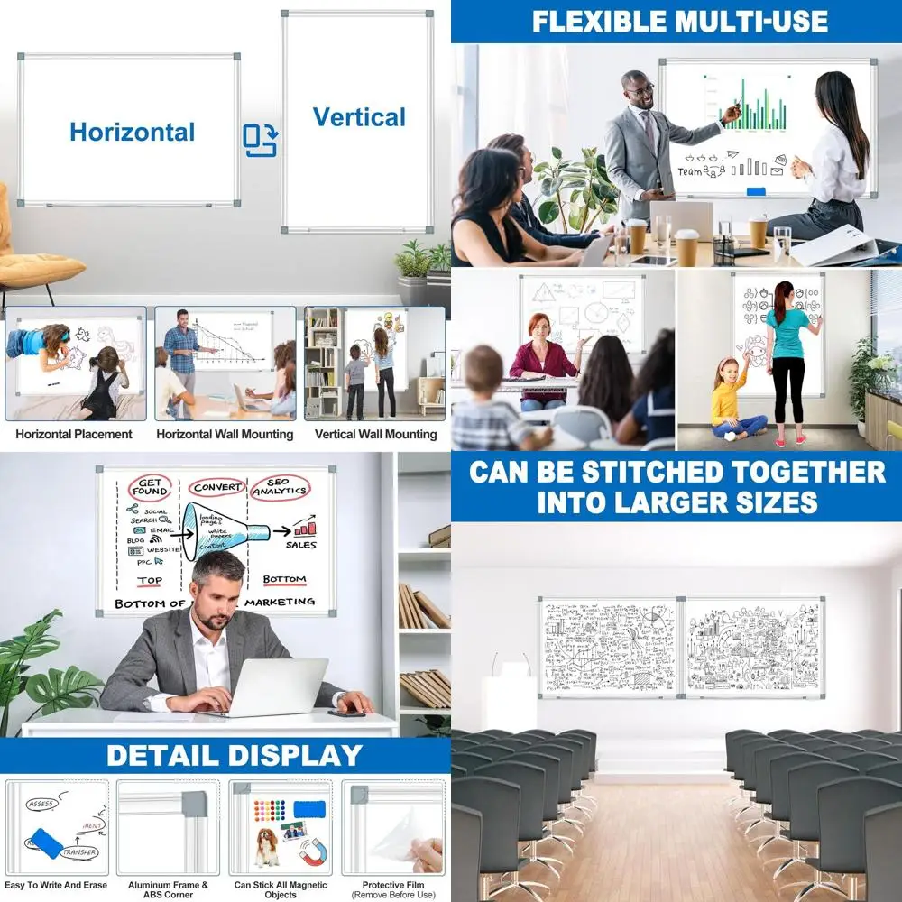 

Aluminum Magnetic Whiteboards, 36x24, Set of 2, for Wall Mounting in Offices, Classrooms, and Homes