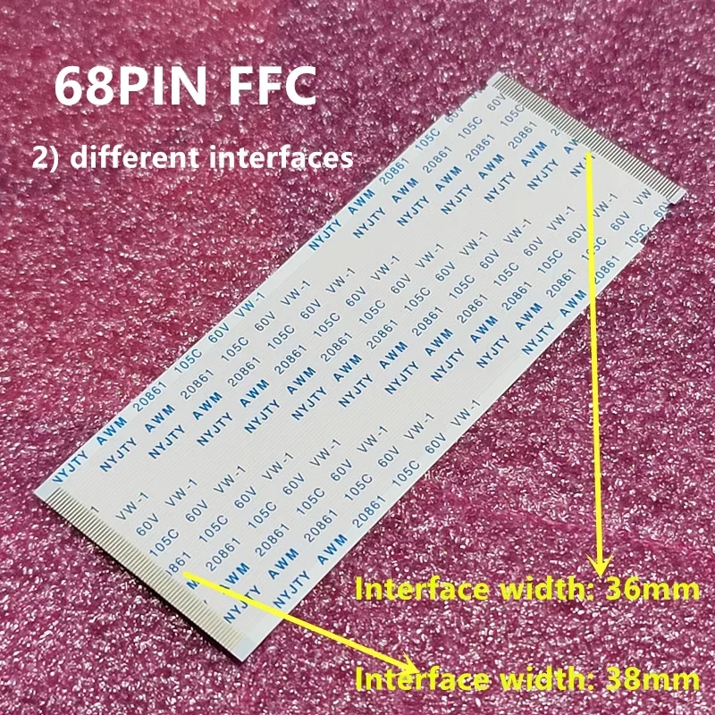 FFC FPC AWM 20706 20861 105C With Ears Gold Plated Flat Flexible Cable 60V VW-1 A-Type Ribbon Wire 60Pin/68Pin 10CM-50CM 60P/68P