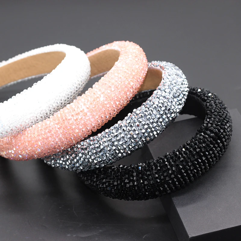 Fashion Bright Bejeweled Padded Headbands Rhinestones Crystal Hairbands for Women Party Sparkly Girl Wide Headbands708