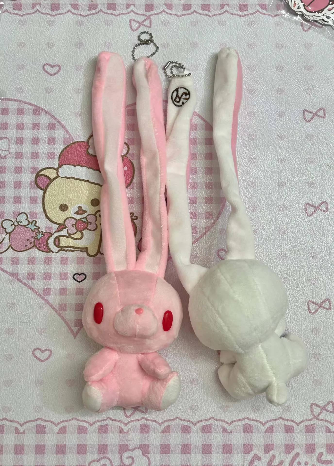 Lindo conejito multiusos Hanyo Usagi conejo blanco rosa llavero de felpa llavero bolso de mujer llavero colgante juguete muñeca regalos
