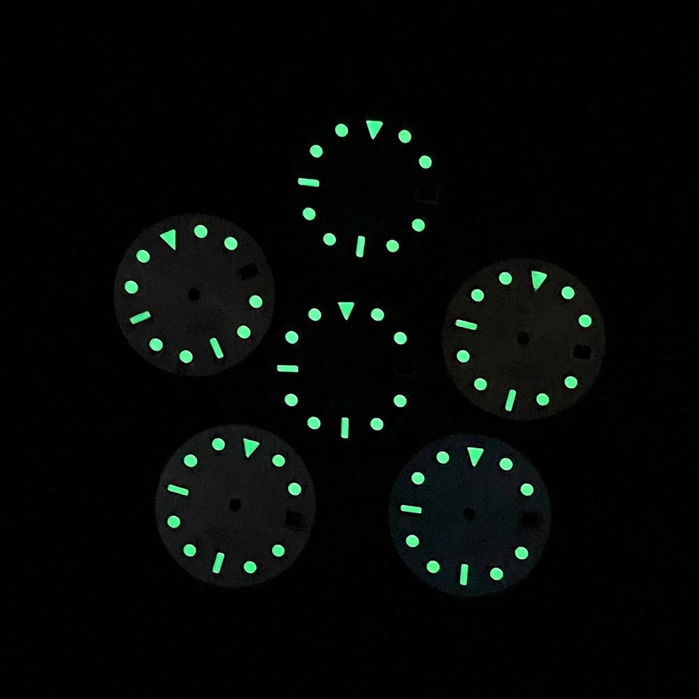 28.5mm S Logo SUB Dive Dial Fit NH35/NH36/4R/7S Japanese Movement Green Luminous Sunray High-Quality Watch Modified Accessories