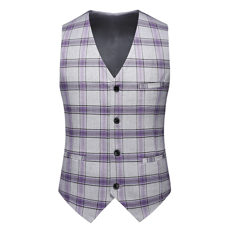 High-end New European and American Fashion Wedding Business (suit + Vest + Trousers) 2024 Men\'s Plaid Suit Three-piece Set