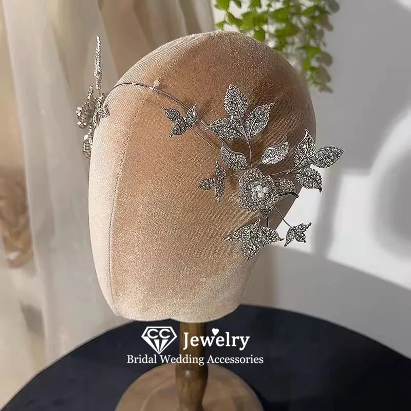 

CC винтажные диадемы, свадебные аксессуары, женские повязки на голову, свадебное платье, обручальное украшение для волос, искусственная блестящая ткань AN505