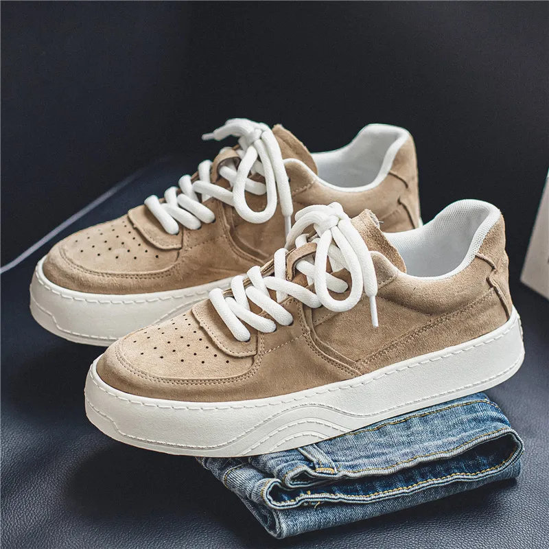 2023 Nieuwe Laag Uitgesneden Kaki Boardschoenen Lente Nieuwe Trendschoenen Board Schoenen Ronde Hoofd Casual Schoenen Tenis Masculino Adulto Sneaker