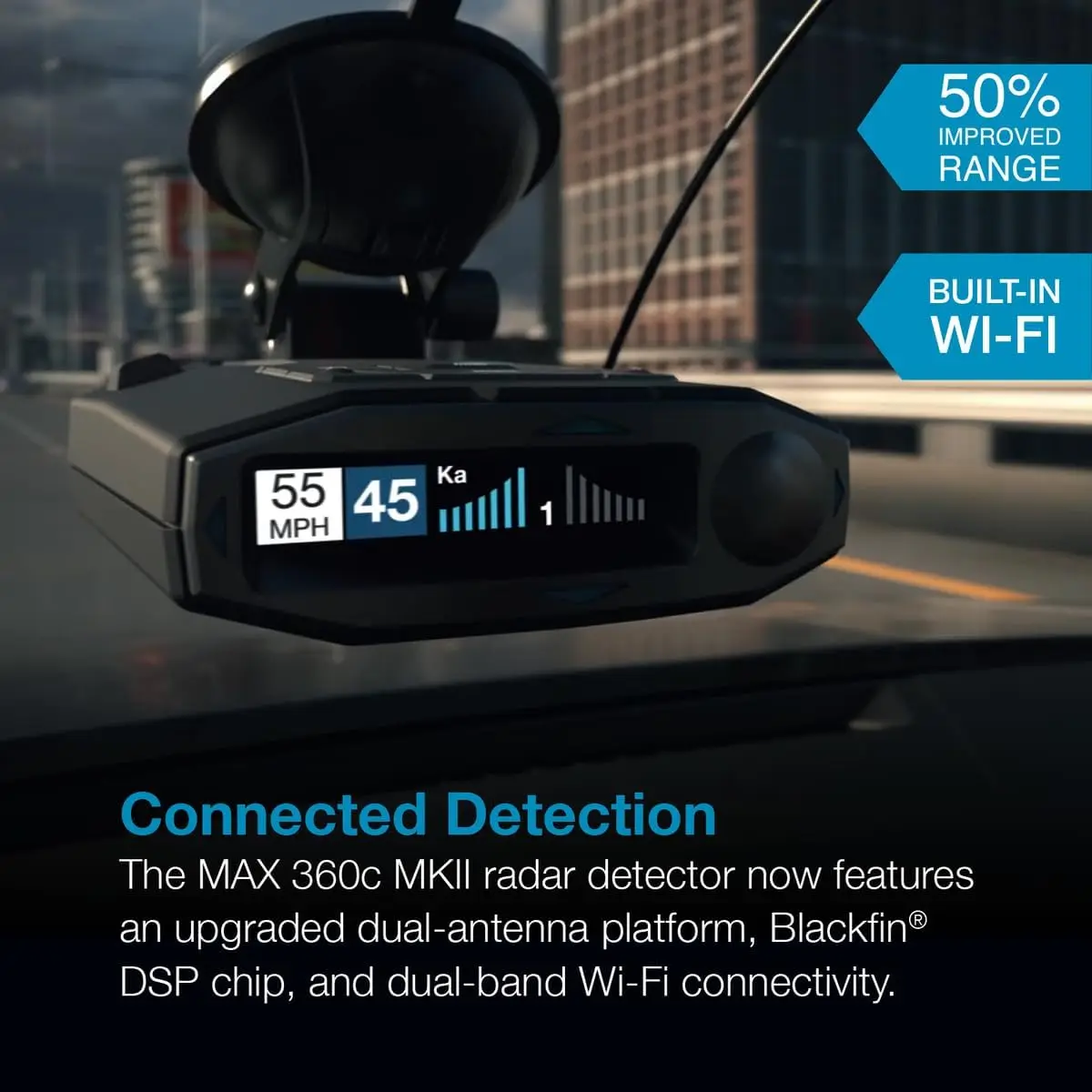 MAX 360c MKII Laser Radar Detector - Dual-Band Wi-Fi and Bluetooth Enabled, 360° Directional Arrows, Exceptional Range, S