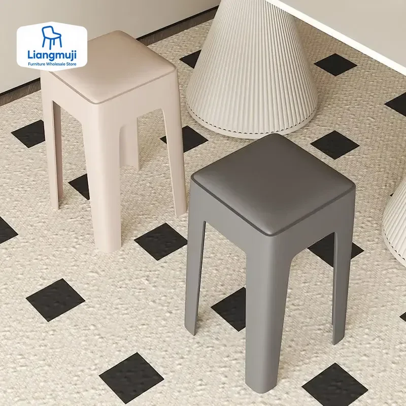 

Plastic Household Sturdy and Durable Dining Stool Soft Bag Simple Storage Dining Table Stool Makeup Stool Nordic Furniture