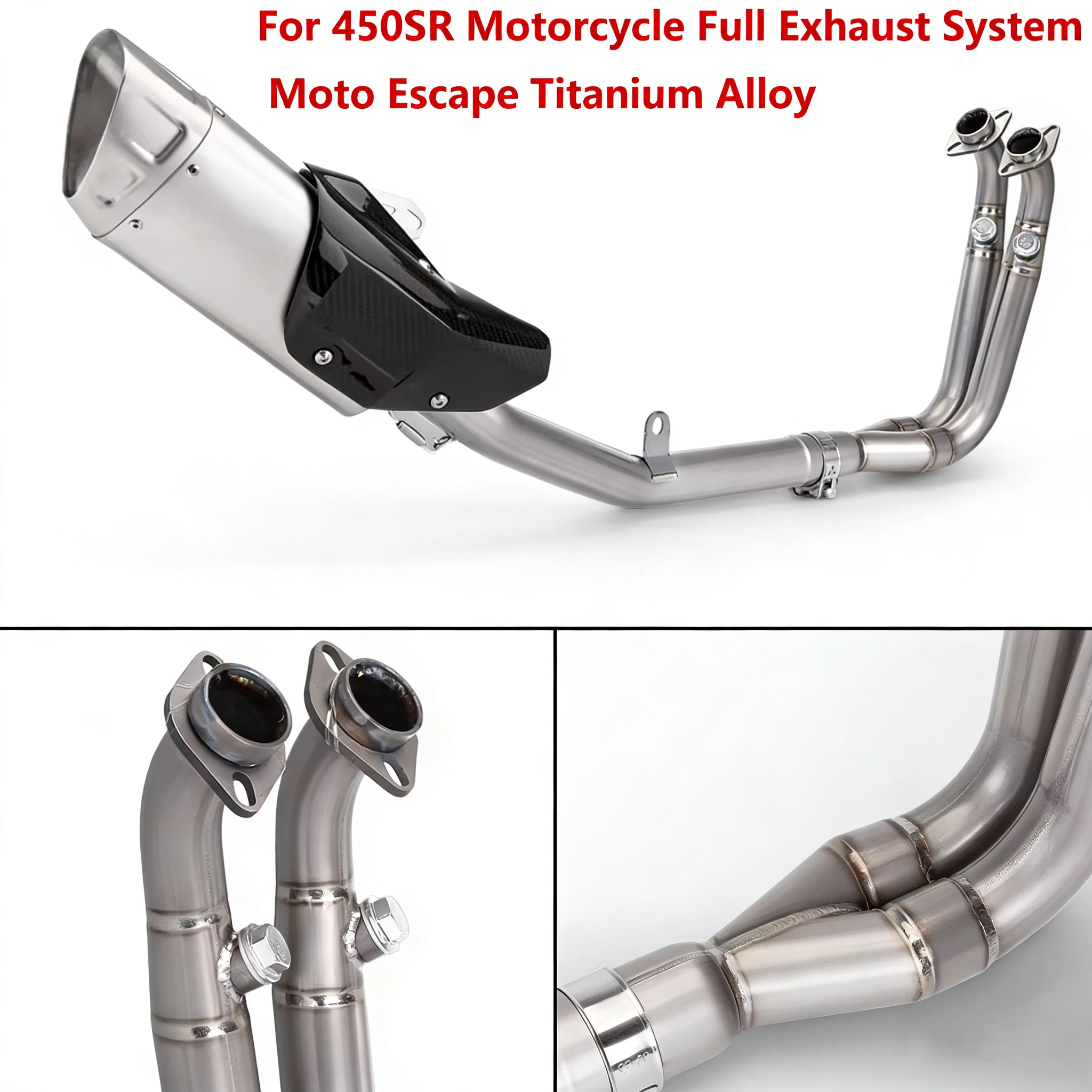 

Slip on Motorcycle Full Exhaust System universal Moto Escape Titanium Alloy Front Link Pipe Carbon Fiber Muffler For 450SR