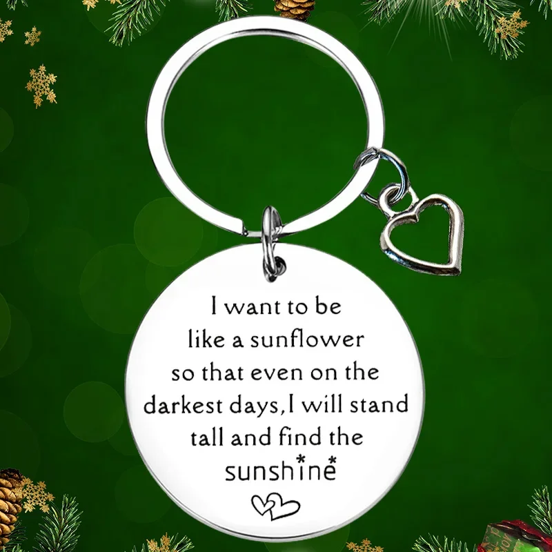 Sunflower Lover Keychain Pendant Sunshine Gift Sister Gift Bff Key Chain Bestie Motivational Inspirational Gift Daughter Gifts