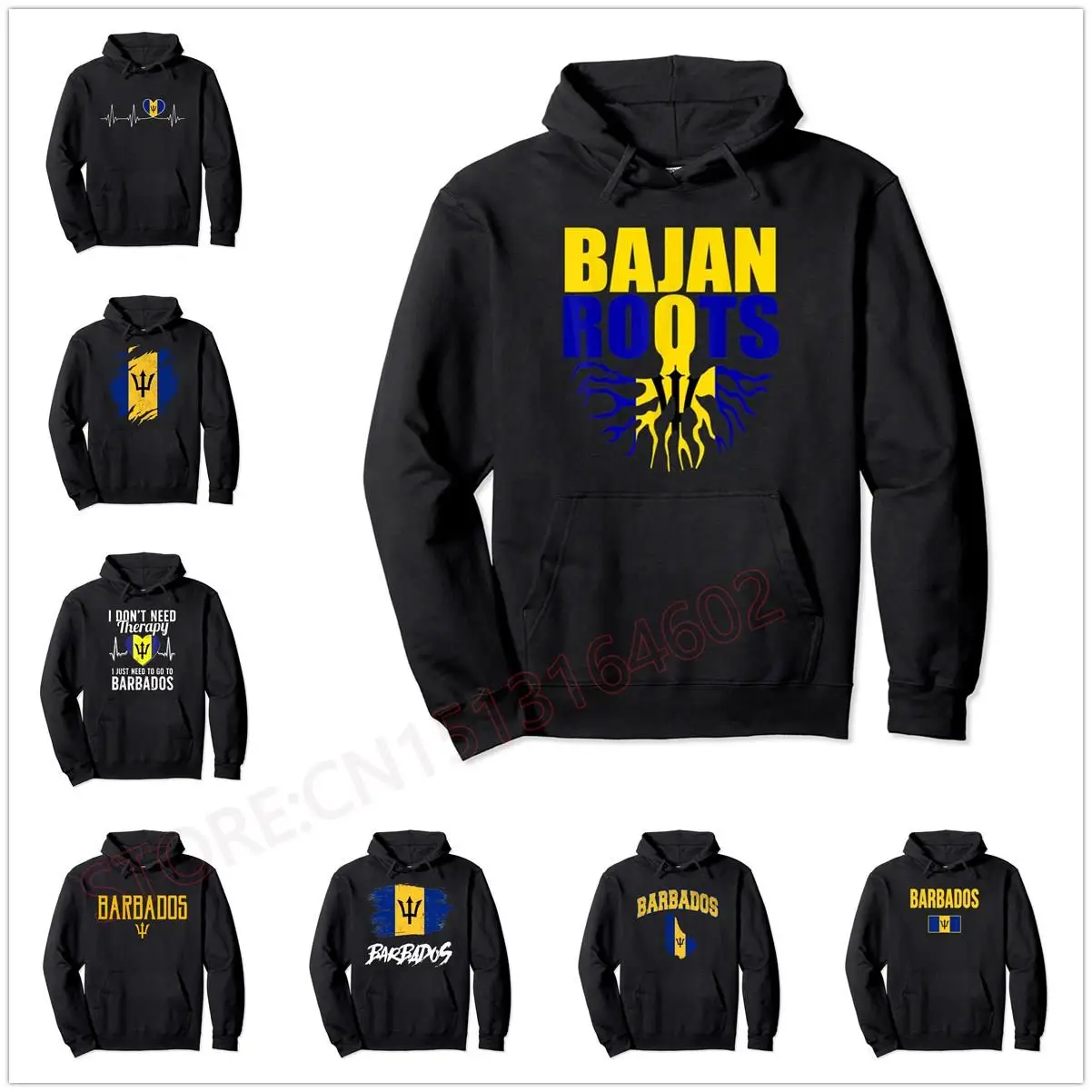 Bajan Roots Barbados Barbadian Flag Pride Pullover Hoodie Men Women Unisex Cotton Hoodies Man Hip Hop Style Sweatshirt