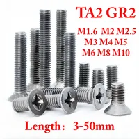 10 pieces M1.6 M2 M2.5 M3 M4 M5 M6 M8 x 3 4 5 6 8 10 12-50mm length TA2 GR2 Titanium Phillips Cross Countersunk Flat Head Screws