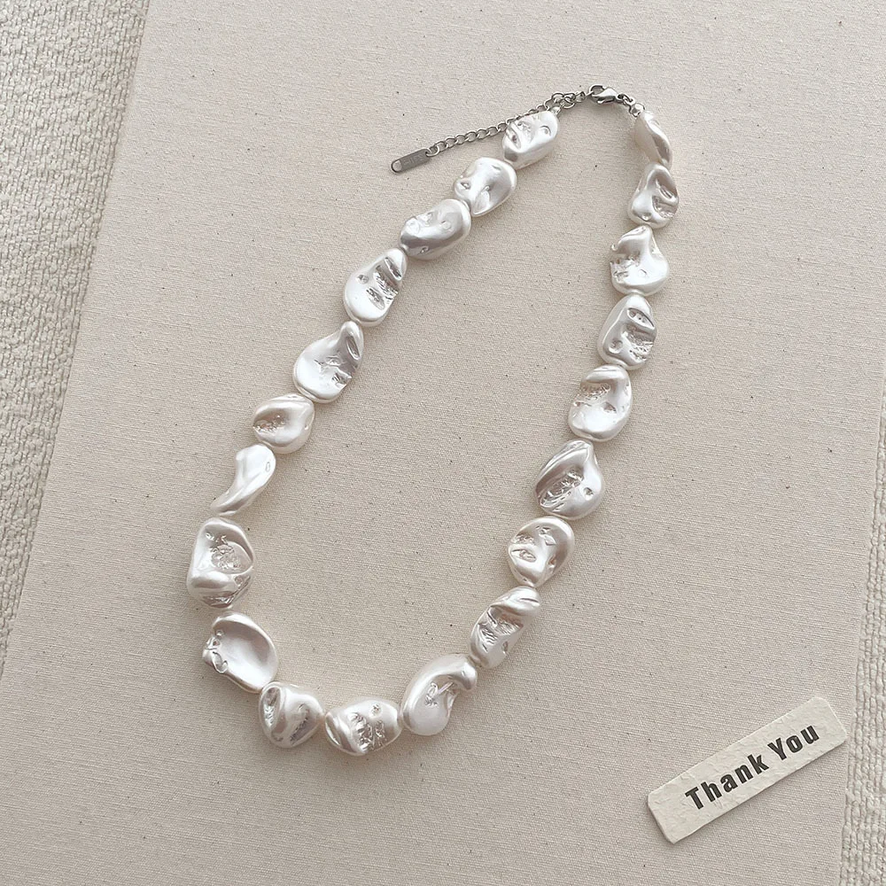 

Handmade Baroque Freshwater Pearls Necklace Irregular Shaped Design Trendy Clavicle Chain Elegant Fashion Neck Jewelry For Women