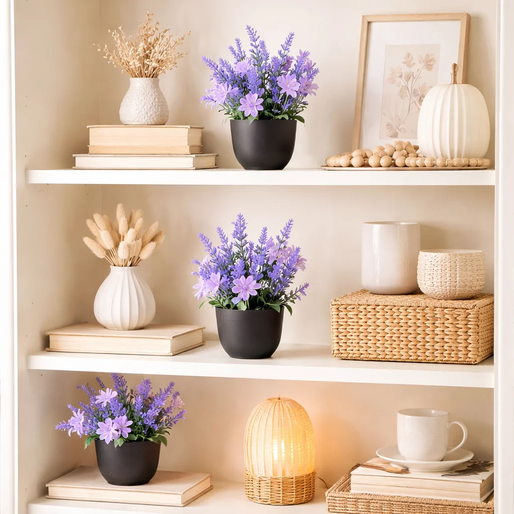 Künstliche Lavendelpflanzen im Topf, Mini Plastik-Gänseblümchen, Künstliche Blumen-Bonsai für Innenräume, Schreibtisch, Schlafzimmer, Regal, Büro, Heim-Dekoration – Detail 5
