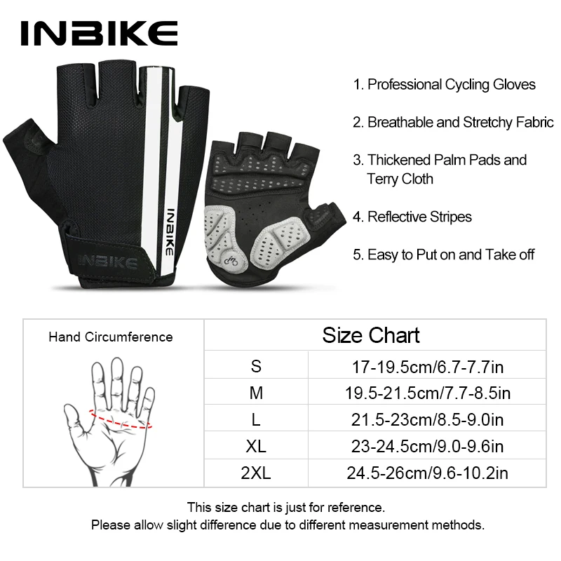 INBIKE Cycling Gloves Gel Padded Half Finger Shockproof Breathable MTB Gloves for Men Women Bicycle Road Bike Gloves Accessories