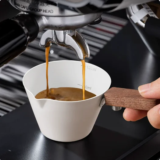 Stainless Steel Espresso Measuring Shot Cup with Scale Handle, Wide Mouth V-shaped Pour Spout Barista Coffee Mug Accessories