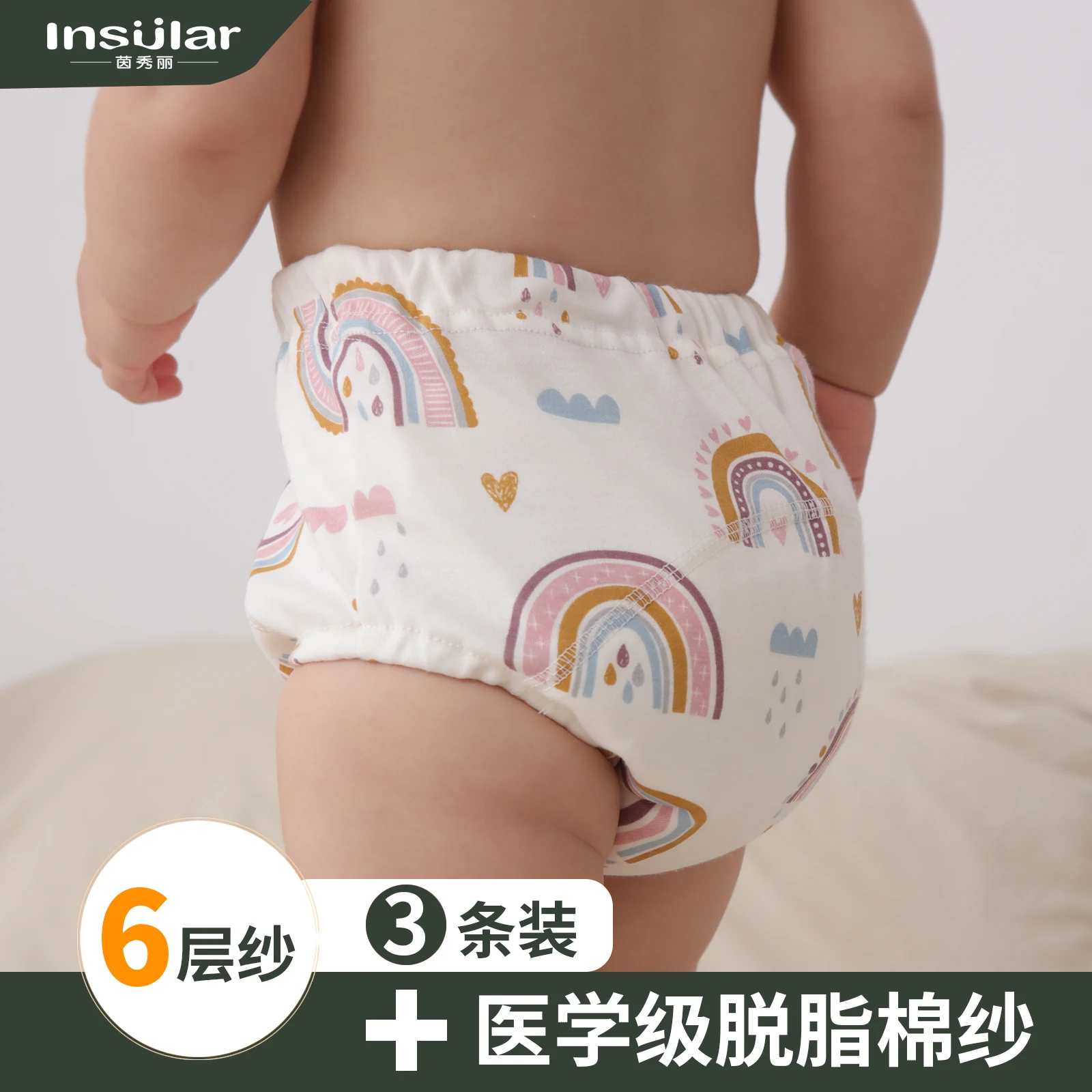6 Layer Waterproof Reusable Cotton Baby Training Pants Infant Shorts Underwear Cloth Baby Diaper Nappies Panties Nappy Changing