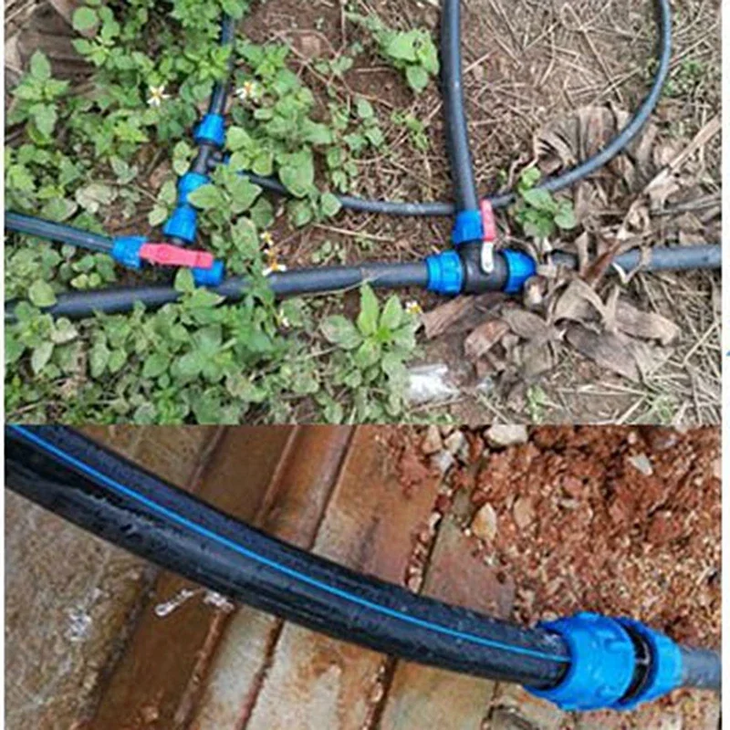 1Pc 20/25/32/40/50/63mm Valvole a sfera in PVC Tubo dell'acqua in plastica Valvola rapida Tubo in PE Connettori veloci a 3 vie Accessori per l'irrigazione