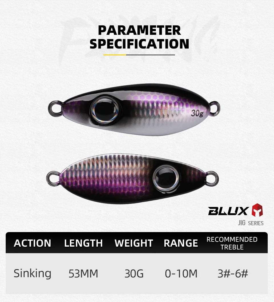 BLUX Flyspoon Metall Jig Löffel Angelköder 30G Künstlicher Köder Shore Hard Slow Jigging Longcast Wolfsbarsch Thunfisch Salzwasser Tackle – Detail 2