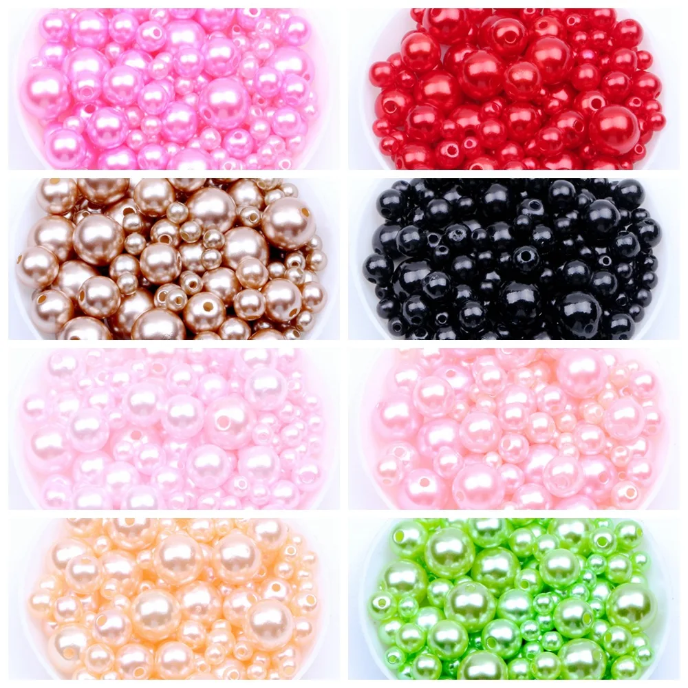 3-12mm pure color round shape ABS pearl beads for beads plastic production space beads DIY hand-soldering