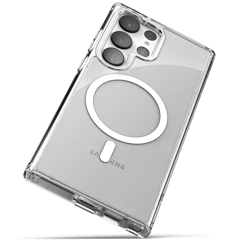 Clear Cover S24 Fe Case for Samsung Galaxy S24 Ultra S24 Plus Wireless Charging Shockproof Magnetic Compatible with Magsafe