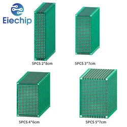 Single-Sided PCB Board Circuit, Protótipo Perfboard, Kit Eletrônico DIY, Verde, 2x8cm, 3x7cm, 4x6cm, 5x7cm, 5PCs, 20PCs