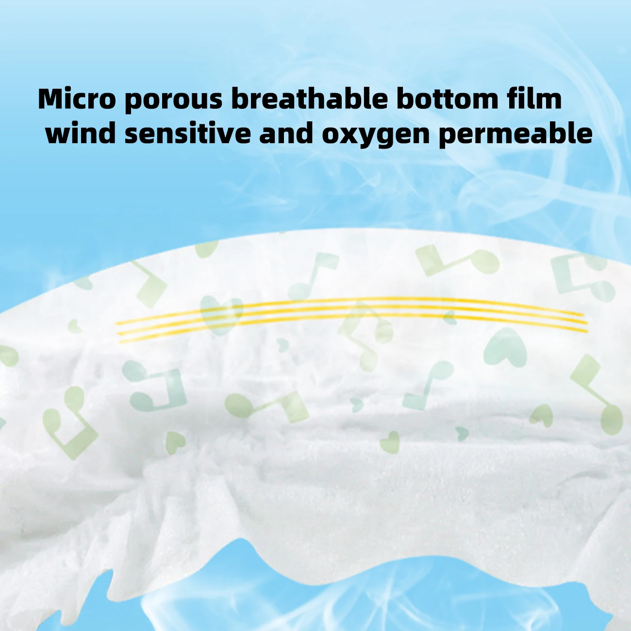 حفاضات أطفال ميوزيك جيني للاستعمال مرة واحدة، هيكل أساسي معلق مبتكر، قفل مائي وجيد التهوية 2 في 1