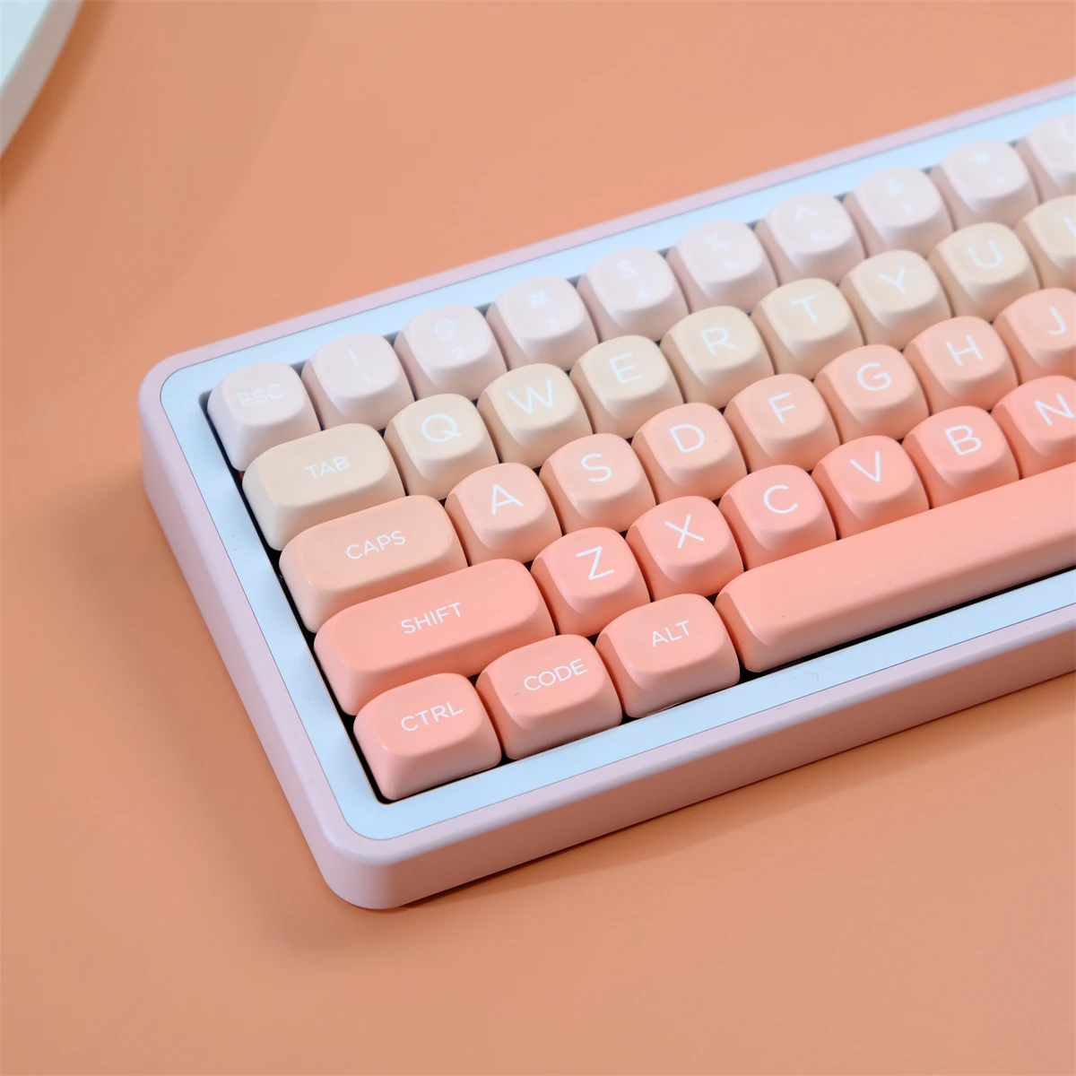 Cor gradiente rosa rouge 126 teclas pbt teclas de sublimação de cinco lados perfil moa para teclado mecânico mx switch