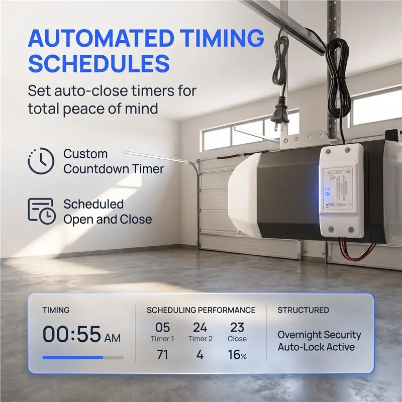 AT82-Smart Wifi Garage Door Switch App Timer Control Rolling Shutter Flip Gate Opener Intelligent On/Off Controller US Plug