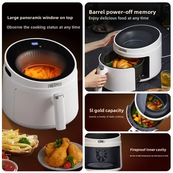 Image Air fryer household new visual double channel heating electric fryer double layer large capacity oven 5L