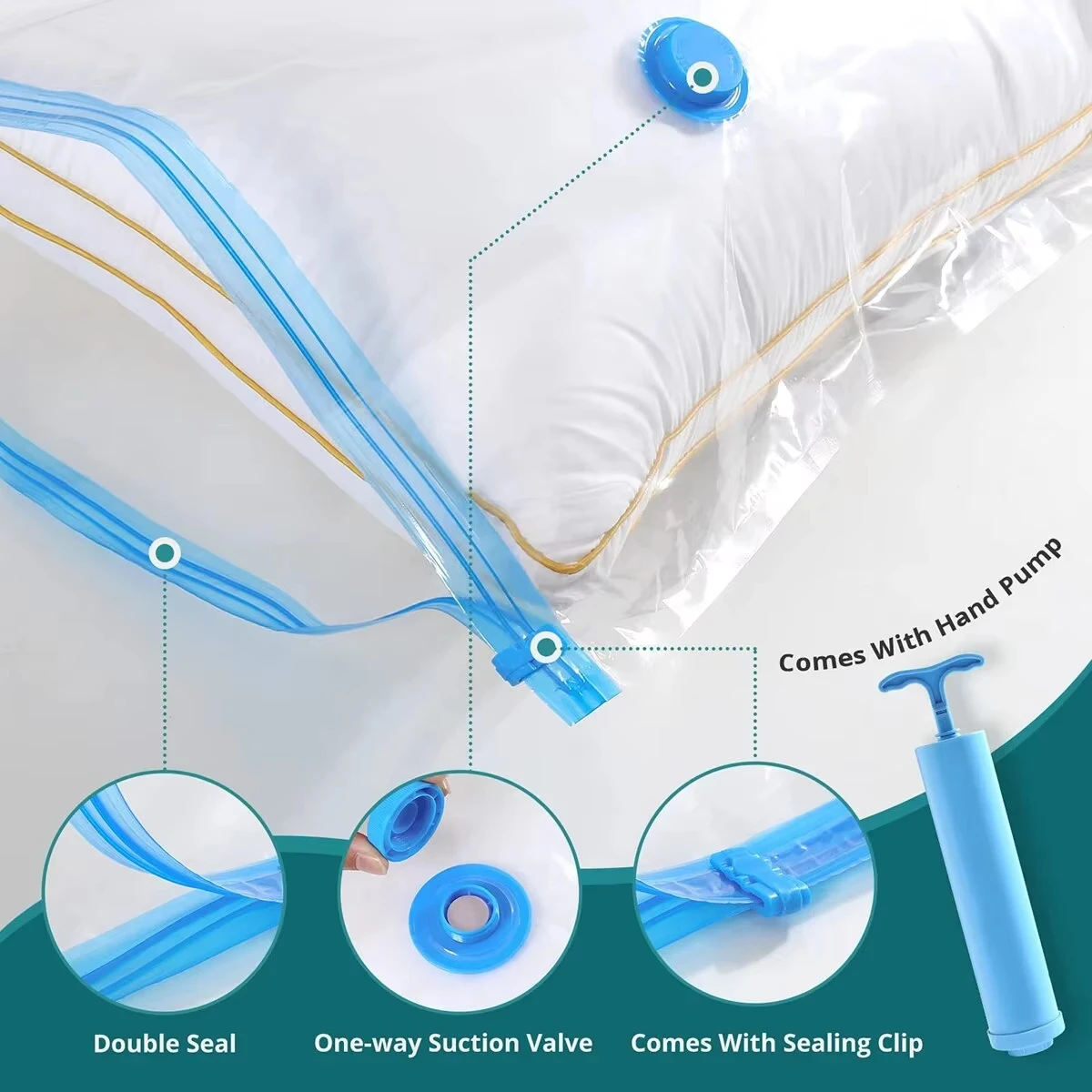 Vacuum Storage Bags Vacuum Seal Bag Space Saving Bags for Comforters Clothes Pillow Bedding Blanket Storage
