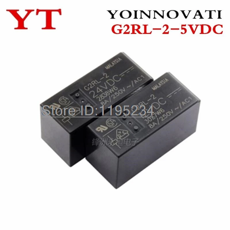 10pcs/lot relay G2RL-2-5VDC G2RL-2-12VDC G2RL-2-24VDC 8A 8PIN