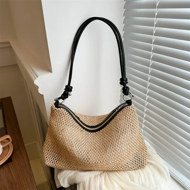 Woven fashion Korean version knotted shoulder strap small bag women's  spring new versatile ins messenger bag dumpling bag