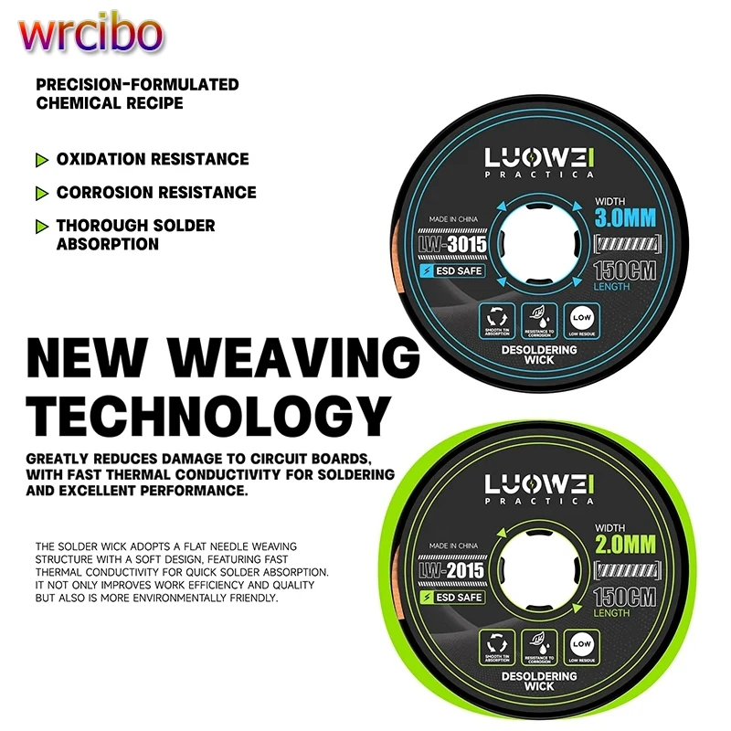 

Luowei LW-2015/LW-3015 150 см 10 рулонов/коробка фитиль для распайки мобильного телефона обслуживание материнская плата BGA ремонт проволока для удаления припоя