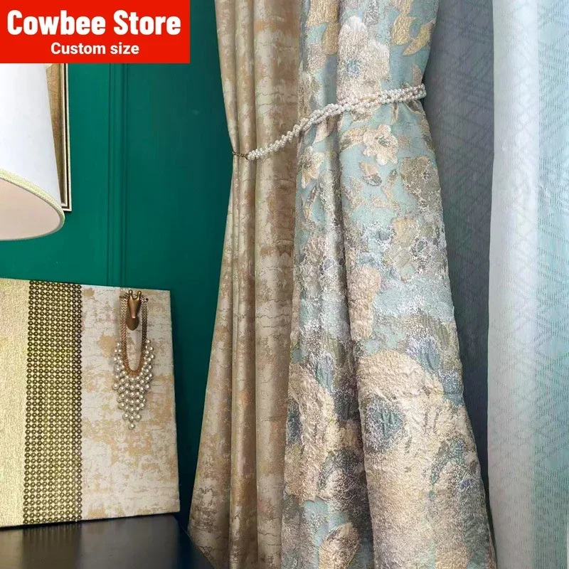 

French Light Luxury Romantic Blackout Curtains for Living Dining Room Bedroom Heat Insulation Floating Window Finished Products