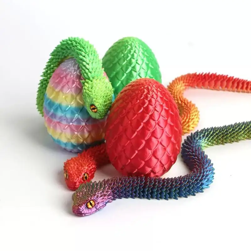 3D Printed Snake with 8.5cm Egg Realistic 30cm Long Animal Decor for Simulation Scenes