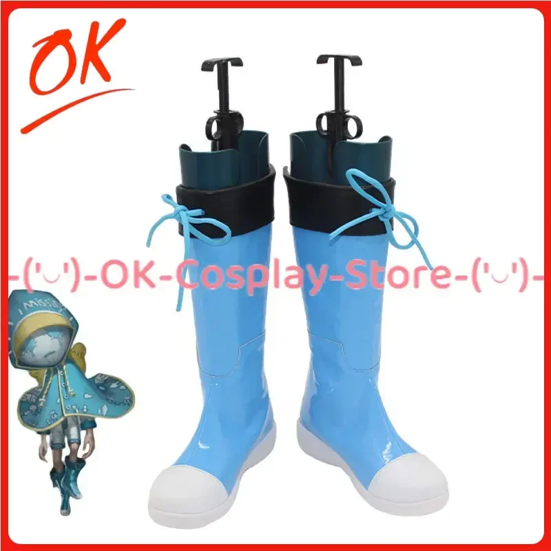 [맞춤형] 게임 아이덴티티 V 도끼 소년 로비 화이트 코스프레 신발 애니메이션 롤플레잉 소품 할로윈 카니발 파티 PU 가죽 부츠