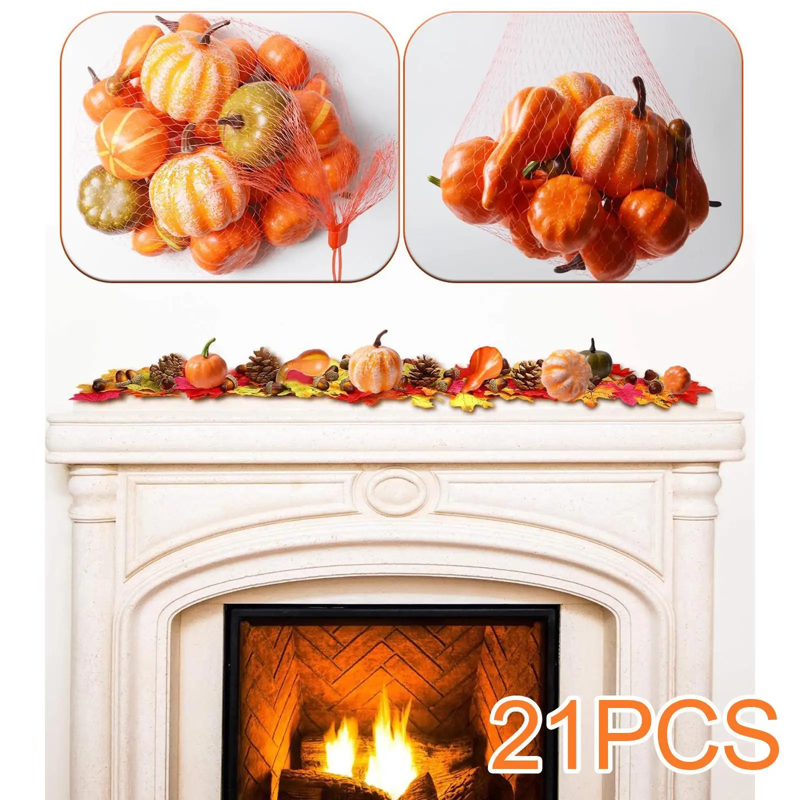Multicolor Foam Pumpkin Set for Halloween Decorations Room Autumn Crafts Thanksgiving Party Tabletop Fireplace Seasonal Accents