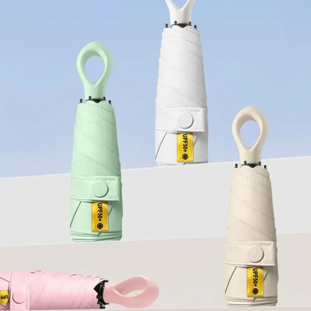 

Мини-зонт от солнца с защитой от ультрафиолета, легкий ветрозащитный портативный зонт от дождя с пряжкой и ручкой, пятискладной зонт для студентов