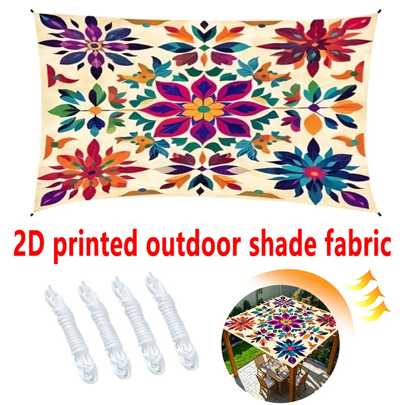 Bohemian Floral Pattern Outdoor Canopy Portable Sun Shade Tent Waterproof Backyard Garden Beach Picnic Party Camping Awning Case
