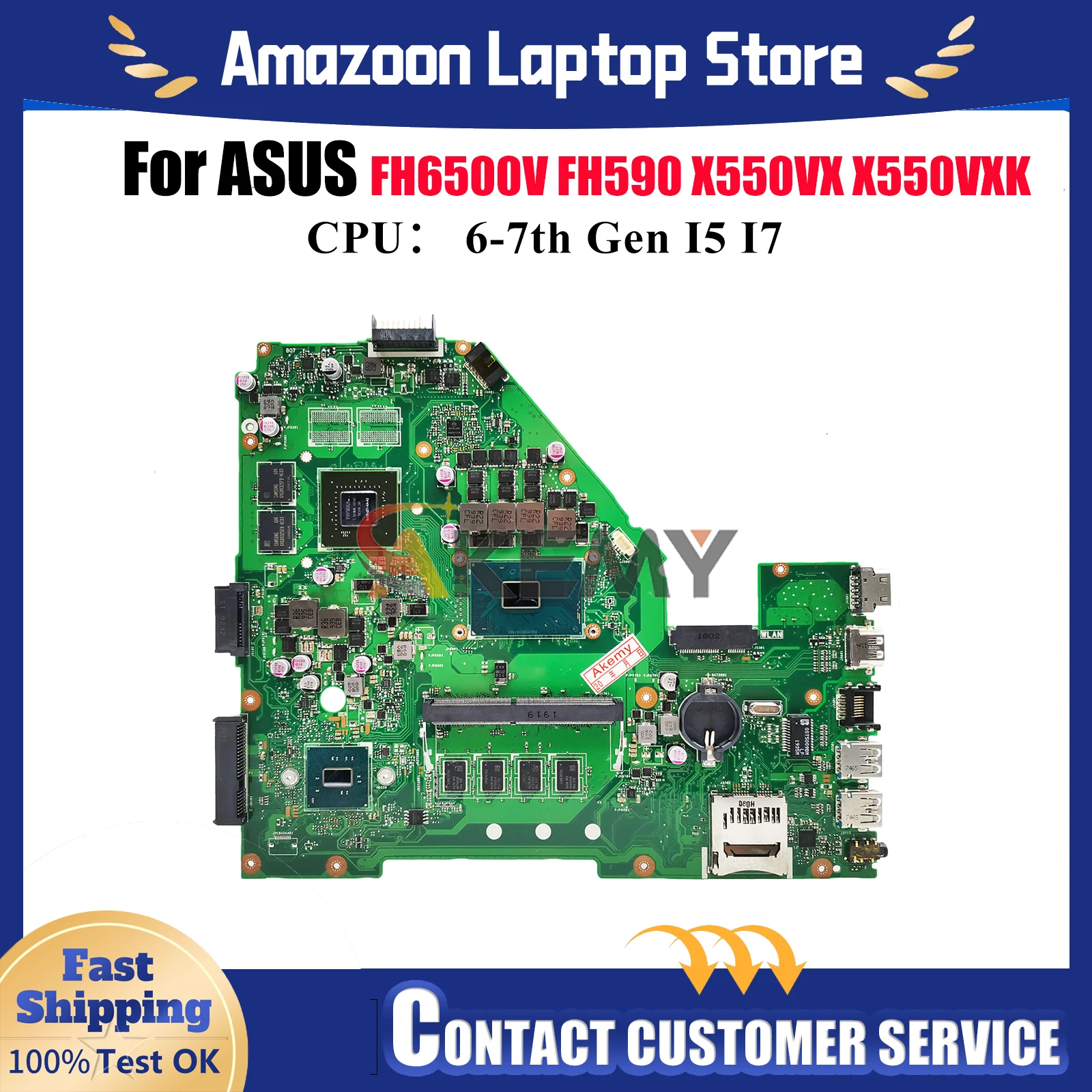 

X550VX Материнская плата для ноутбука ASUS VivoBook X550VXK X550V K550VX W50V X550VX FH6500V FH5900 VX50V Материнская плата с процессором I5 I7 stk