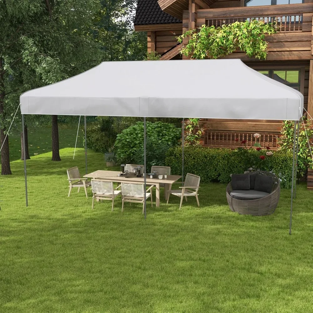 10' x 20Pop Up Canopy Tent, Instant Sun Shelter with 3-Level Adjustable Height, Outdoor Tent for Parties with Wheeled Carry