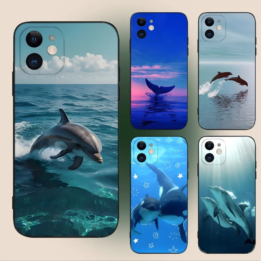 

Ocean Dolphin Phone Case For iPhone 15,14,13,12,11,Plus,Pro Max,XS,X,XR,SE,Mini,8,7 Soft Silicone Black Cover