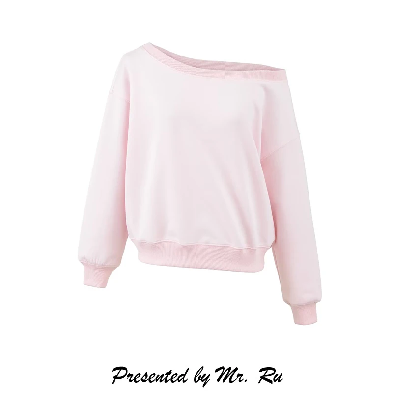 

Ретро-толстовка с двойным воротником, свободного кроя, утягивающая, розовая, для молодежи, повседневная, длинная