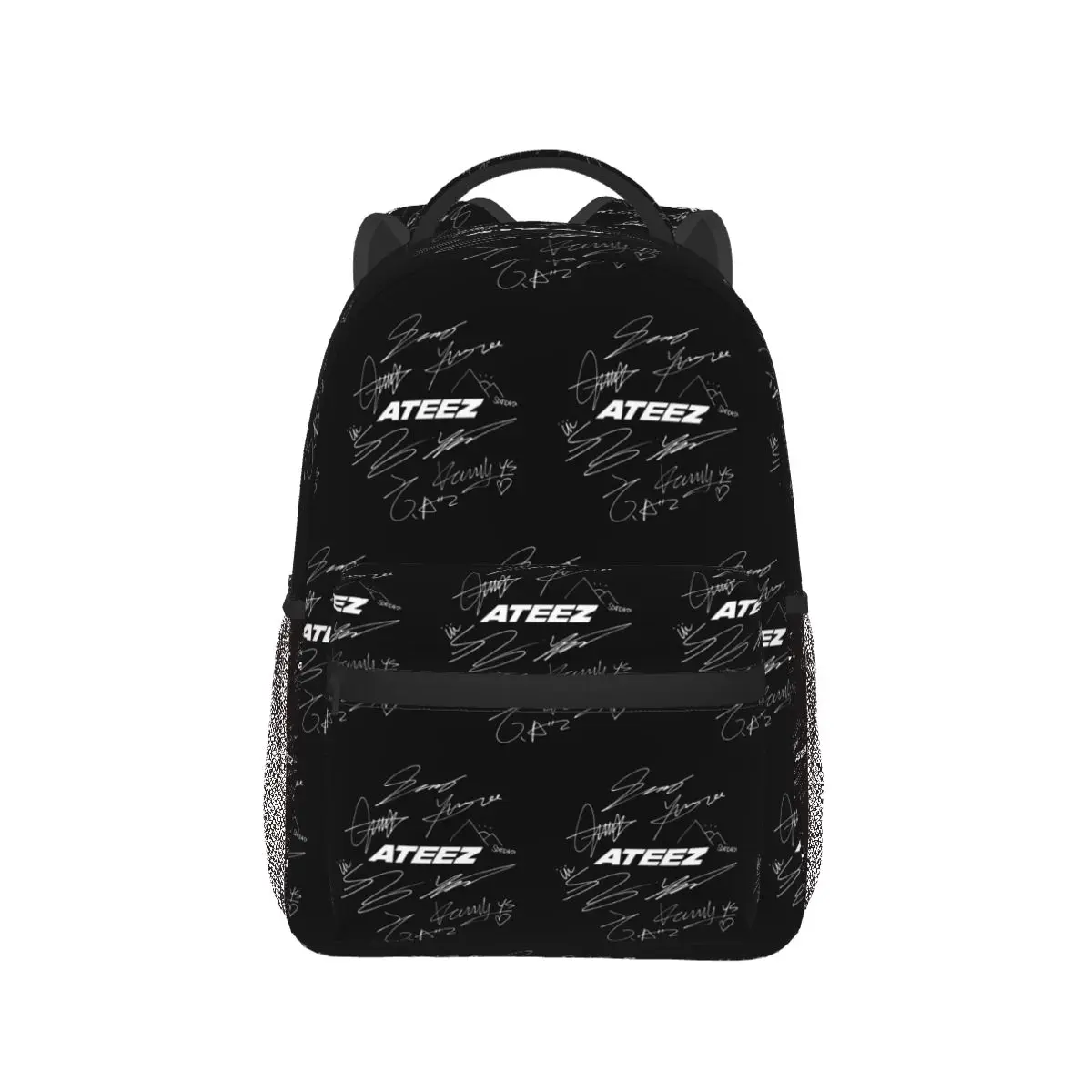 ATEEZ - شعار + توقيع (أسود) حقيبة ظهر رائجة البيع Daypack سعة كبيرة للأطفال حقيبة كتب حقيبة مدرسية حقائب كتف للرجال والنساء