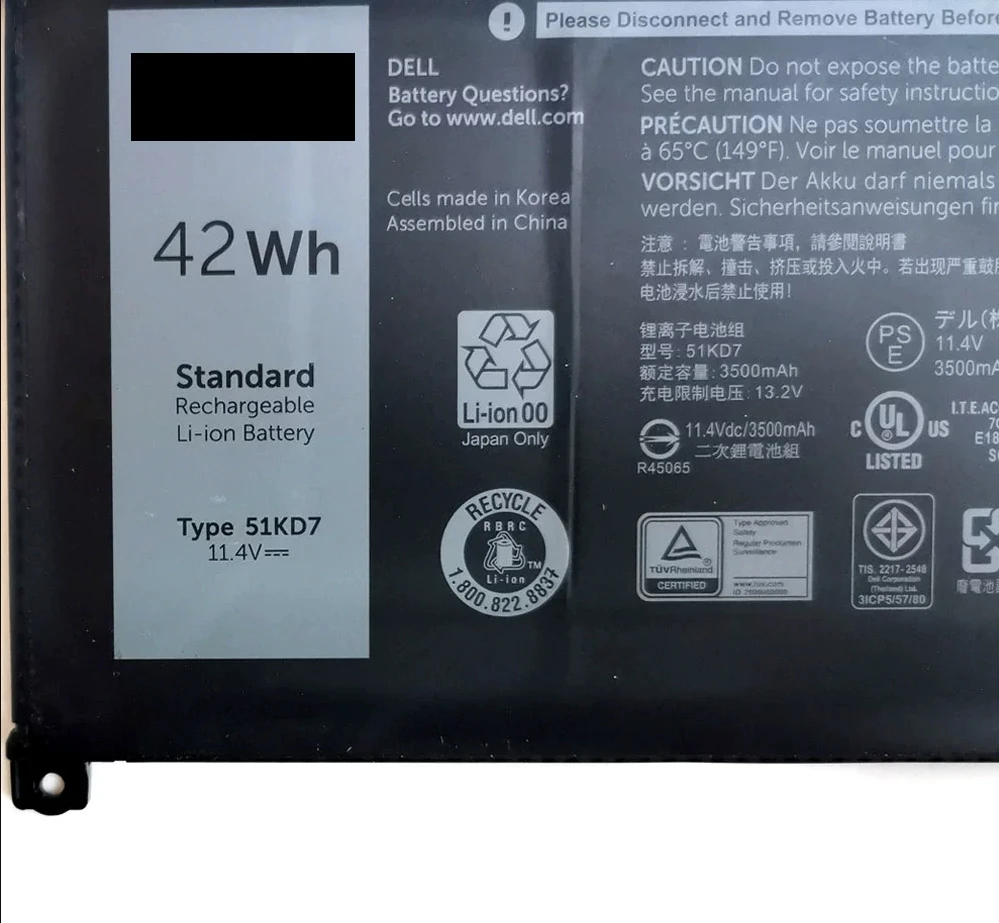 

Laptop Battery FY8XM Y07HK 51KD7 For Chromebook 11 3180 3181 3189 5190 P26T Series 11.4V/42Wh Notebook